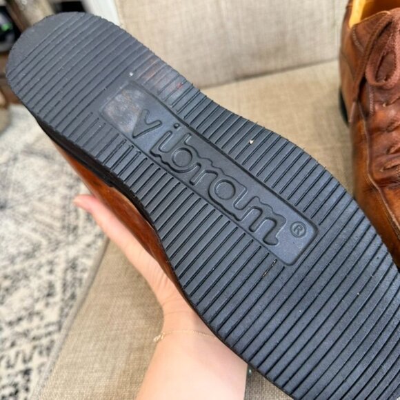 Santoni Club Leather Low-Top Oxford Sneakers – Brown (Size 10) - Picture 8 of 13